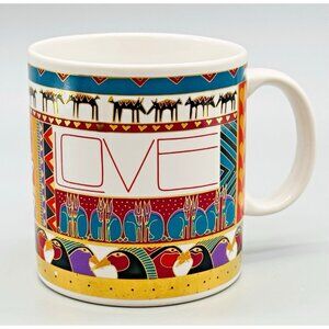 Laurel Burch Objects‎ d'Heart Mug Gold Leaf Cats Birds Rabbits Love 14 oz 1990